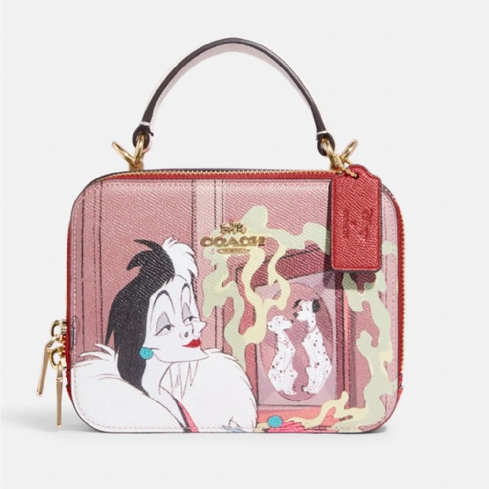 COACH Disney X Coach Box Crossbody With Cruella Motif COLOR
Gold/Red App…